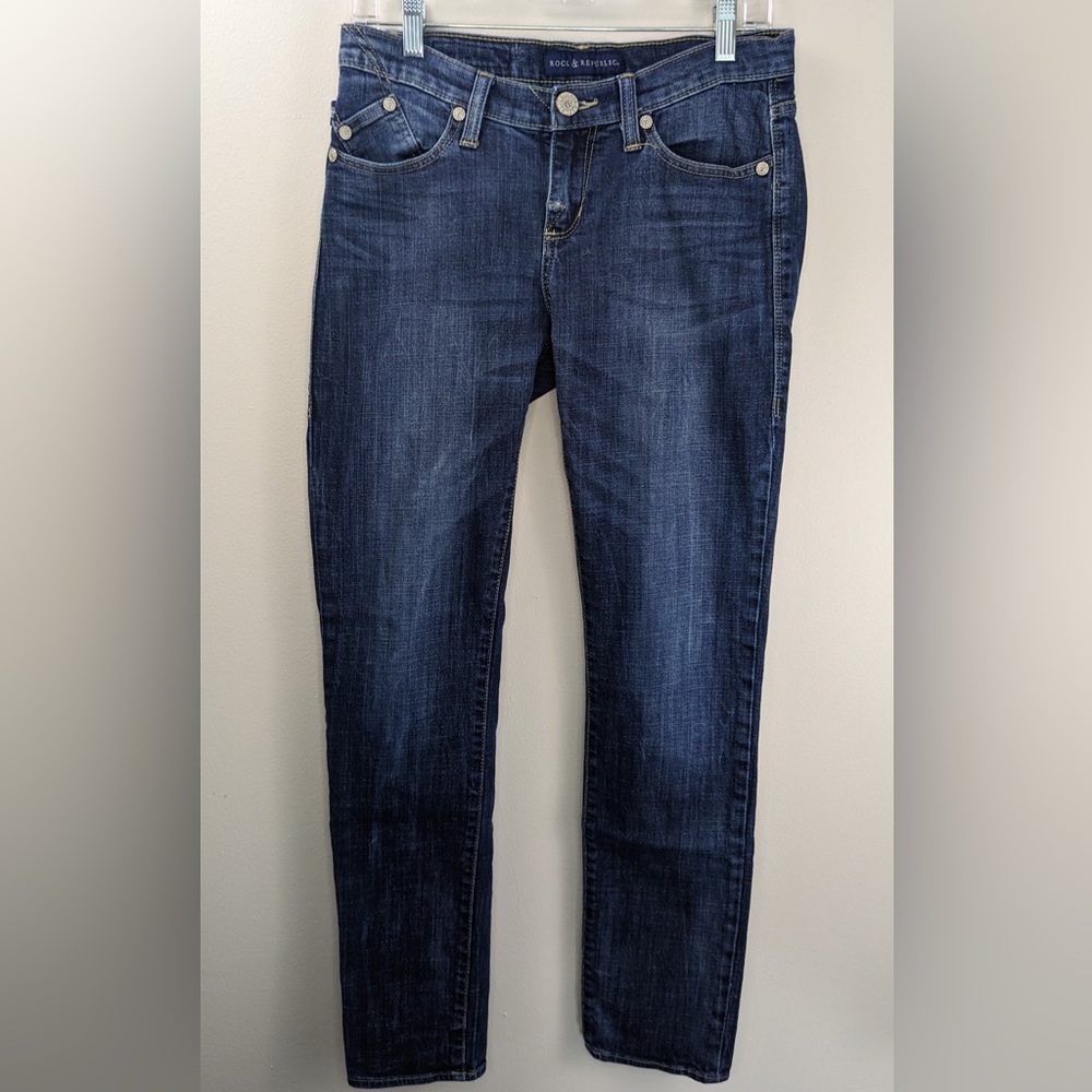 Rock & Republic Berlin Straight Jeans Medium Wash Denim Sz 8 M